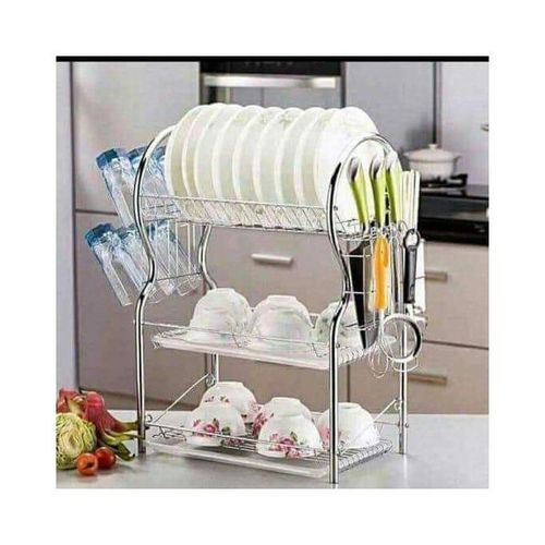 Stainless Steel Dish Rack 3 Tier - Space Saver Dish Drainer Drying Holder 